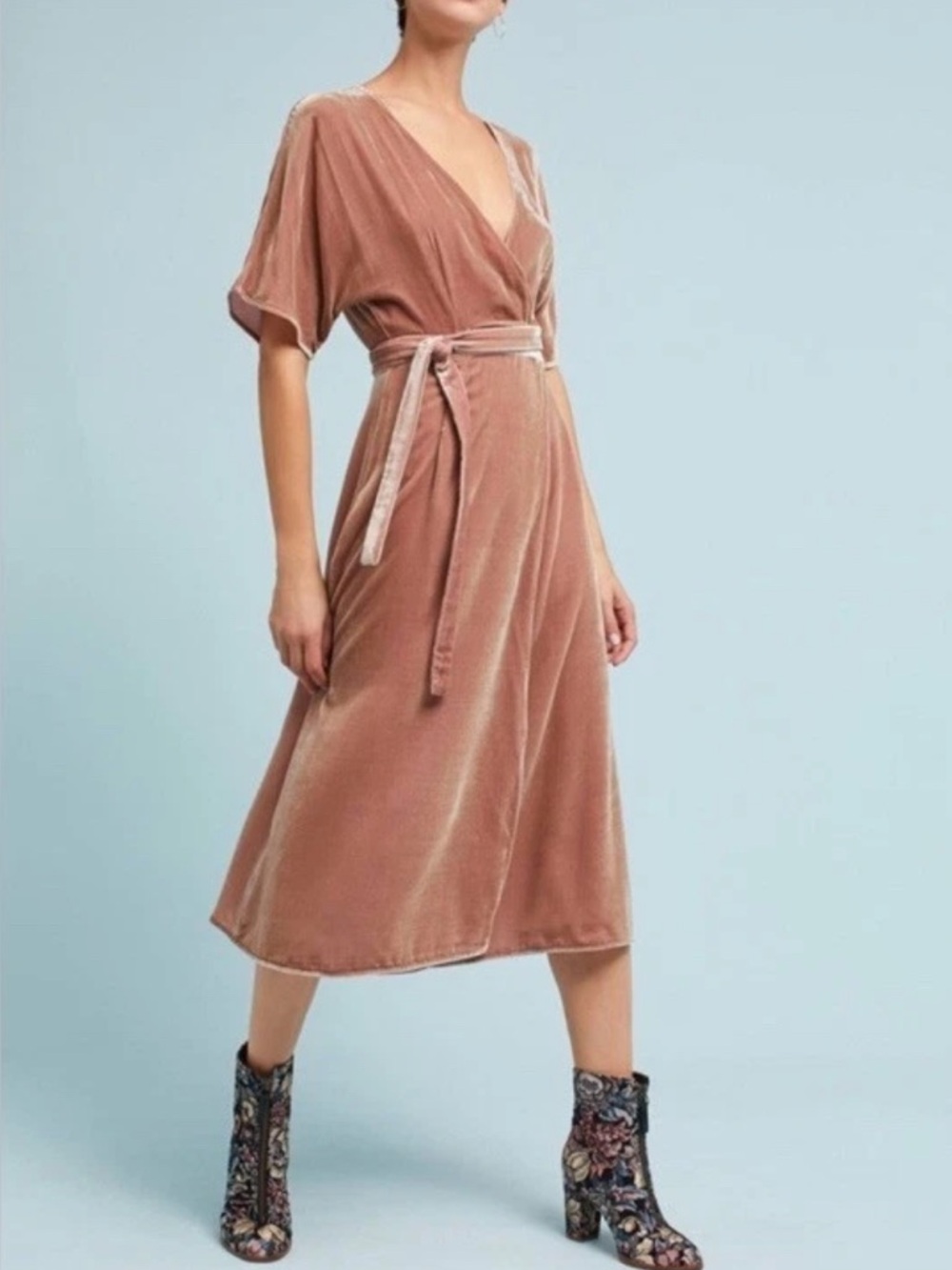 NWT Seen Worn Kept velvet midi wrap dress, size 8